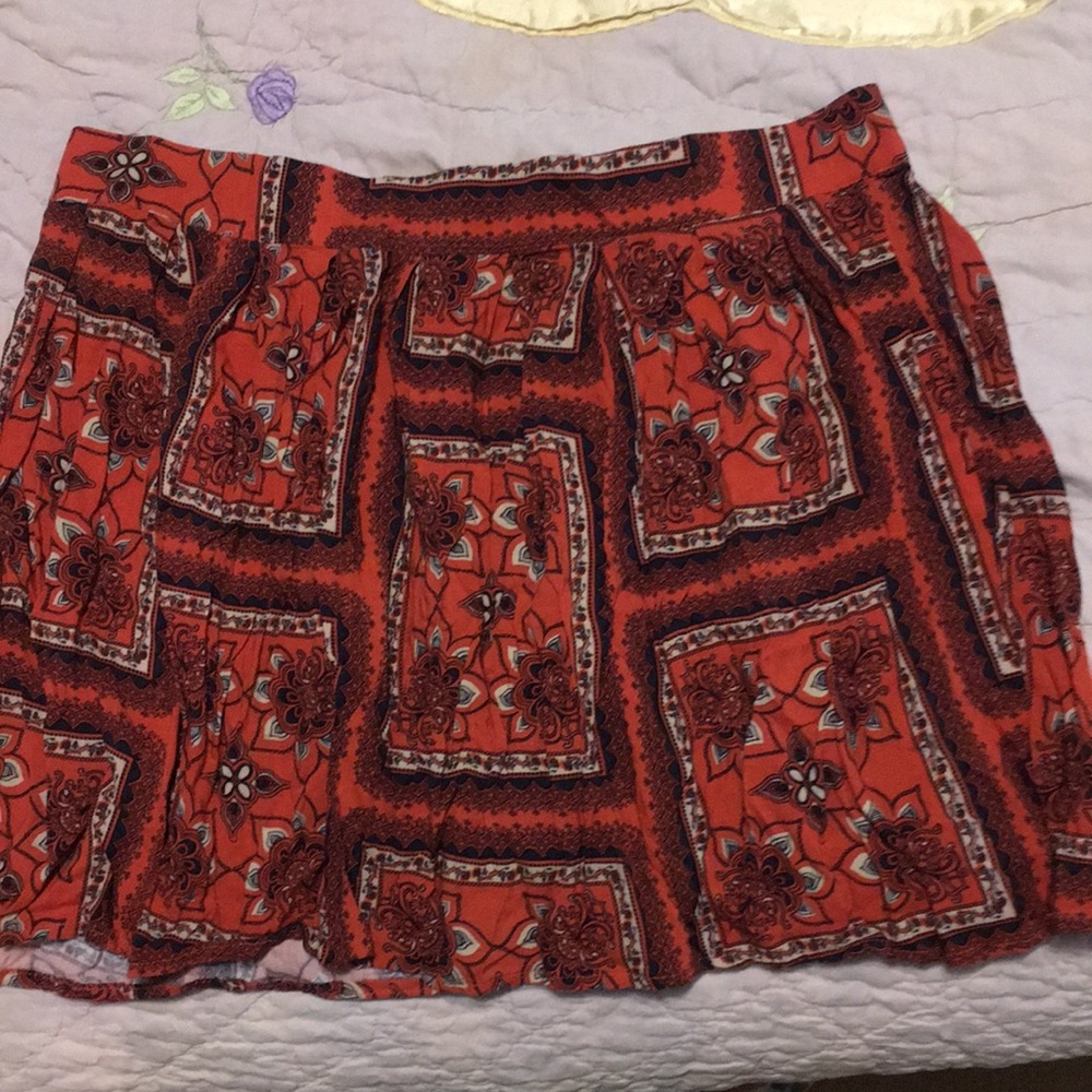 Orange print mini skirt size 12